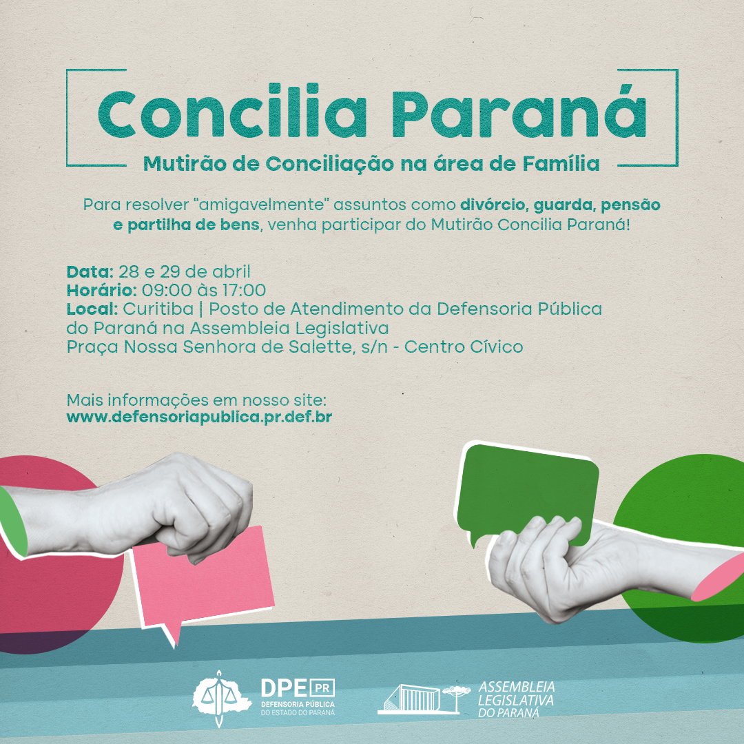 Imagem mostra duas pessoas com balões diálogos na mão. No cartaz, se lê: