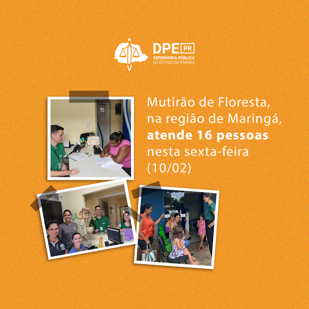 Imagem com fundo na cor laranja e elementos que imitam polaroids com fotos do atendimento. Na parte central, o título
