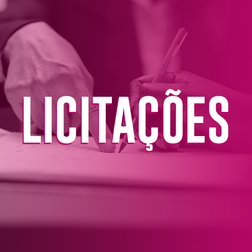 imagem de duas pessoas, uma apontando algo no papel e a outra assinando e texto: licitações