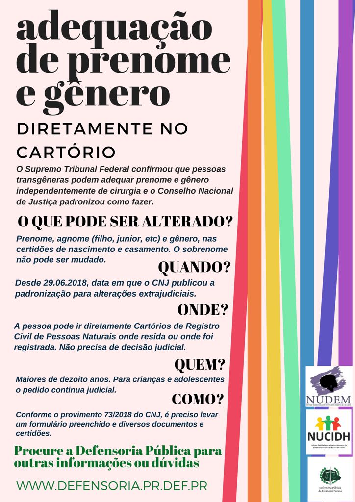 Orientações gerais sobre a retificação do registro civil de pessoas trans