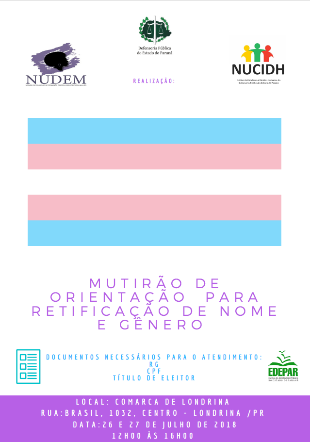 Retificação nome trans na sede de Londrina