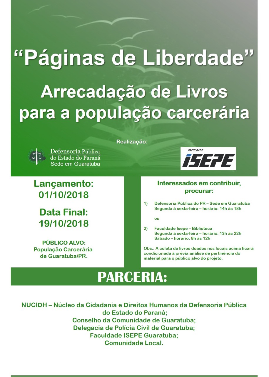 Páginas de liberdade: uma iniciativa da DPPR de Guaratuba onde a leitura é libertadora.