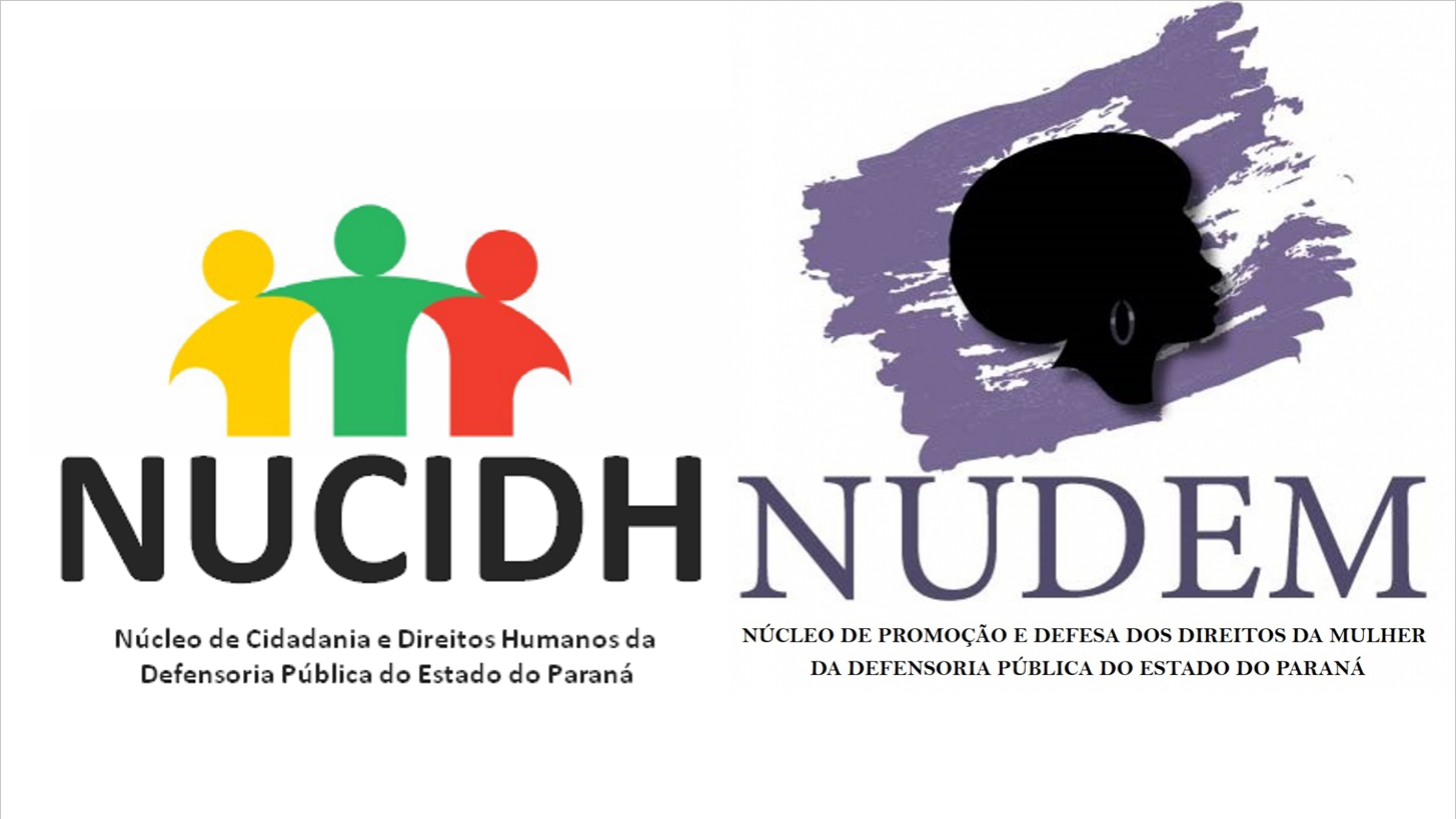 Logos do NUCIDH e do NUDEM juntas em um fundo branco.