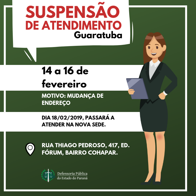 Folder informativo sobre a suspensão.