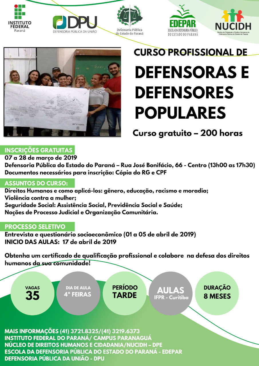Curso “Defensoras e Defensores Populares” inicia segunda turma.