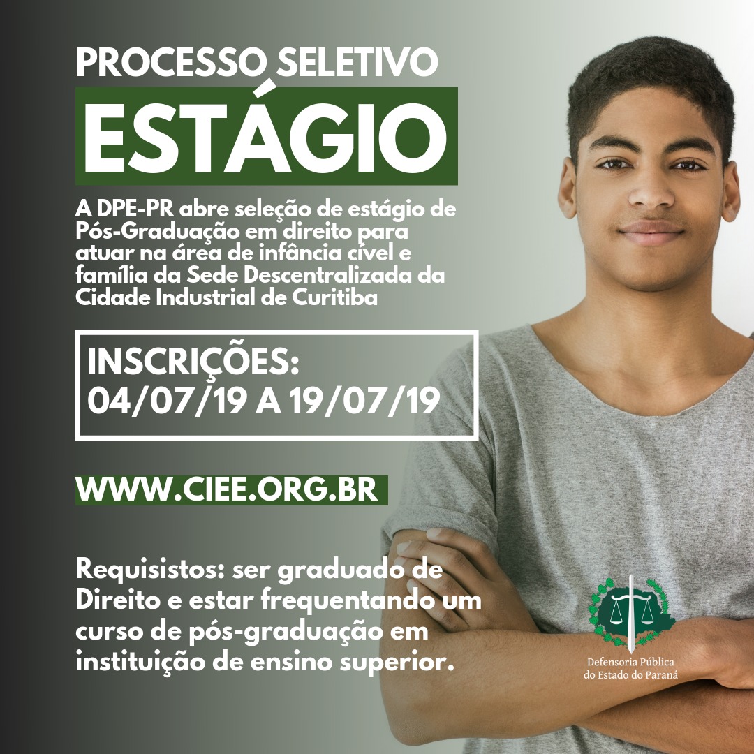DPE-PR abre vaga de estágio em Curitiba