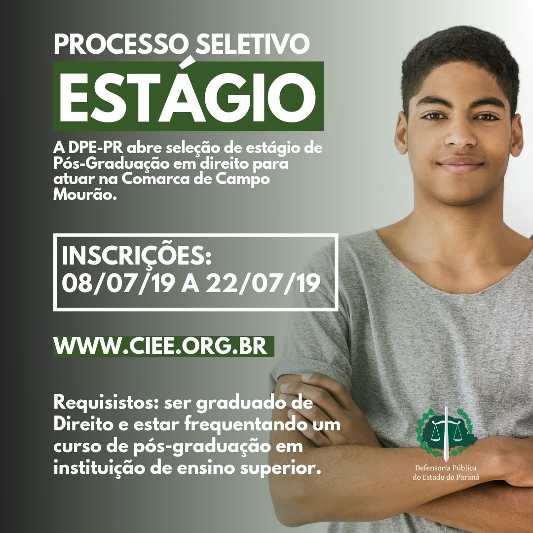 DPE-PR abre vaga de estágio em Campo Mourão