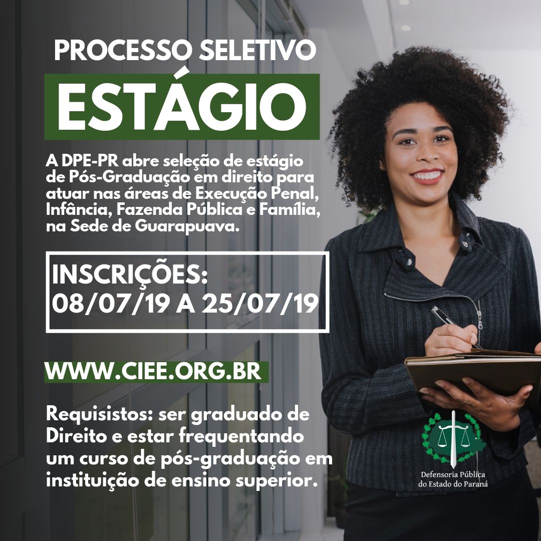 DPE-PR abre vaga de estágio em Guarapuava