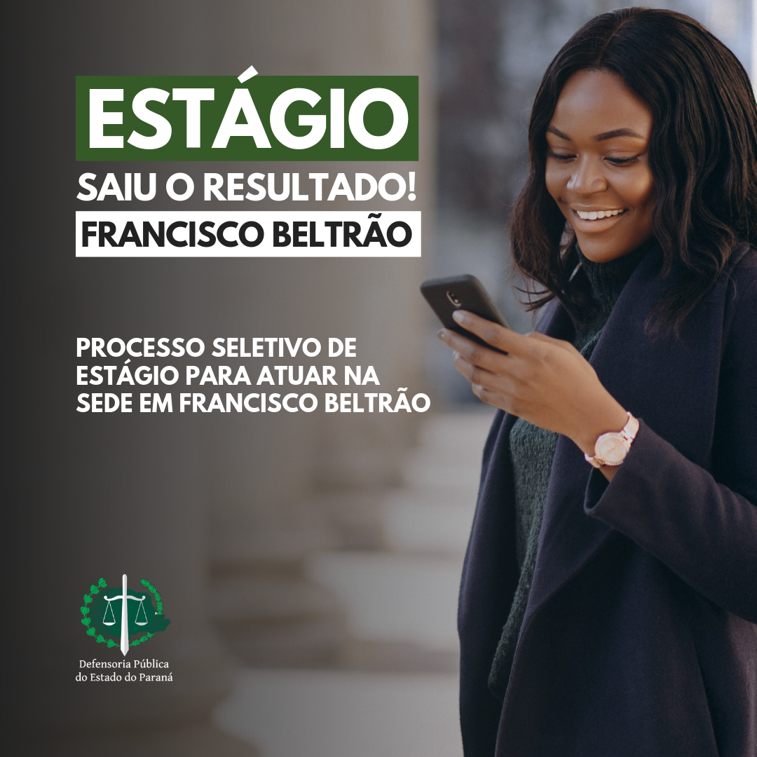 Nesta quinta-feira (25), a Defensoria Pública do Estado do Paraná divulgou o resultado do processo seletivo de estágio de graduação em Direito para atuar na sede da DPE-PR em Francisco Beltrão, referente ao Edital n° 089/2019.
Confira a lista dos(as) classificados(as) aqui.
