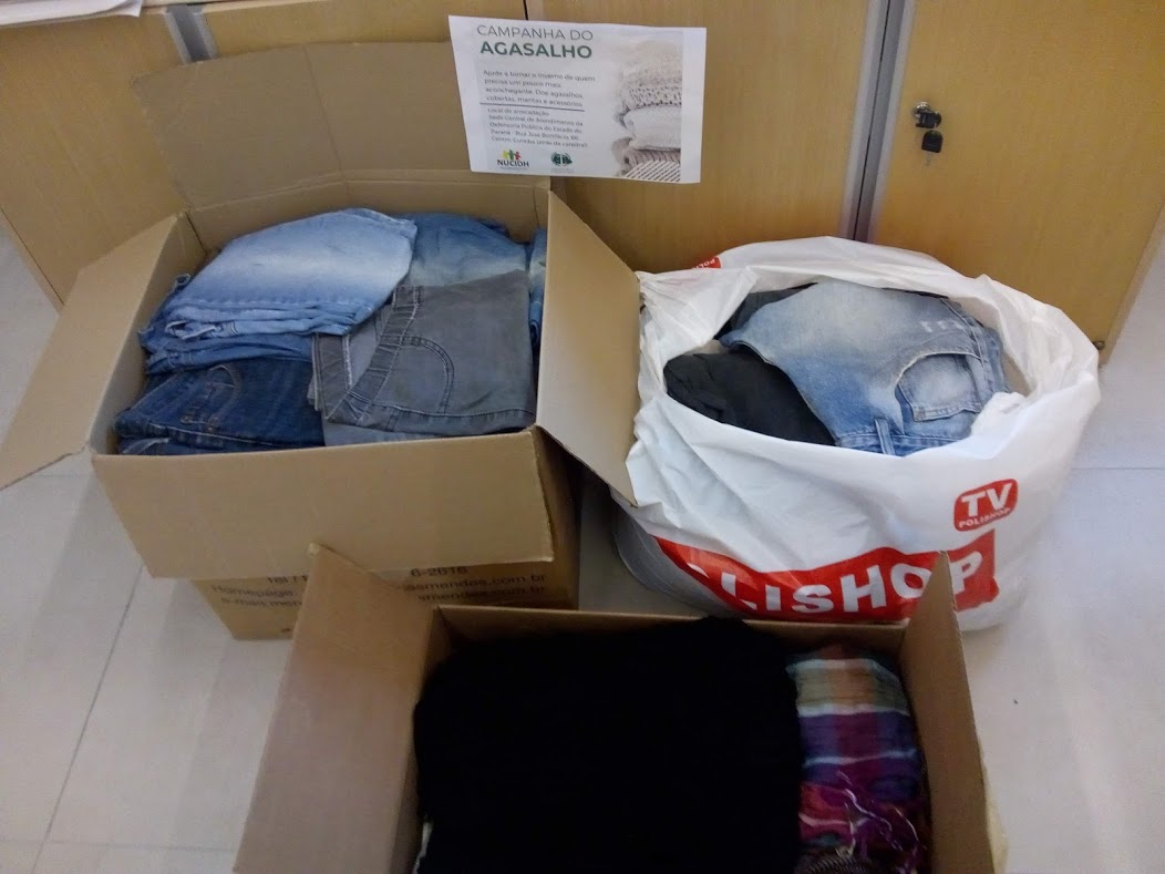 Roupas recolhidas pelo NUCIDH.