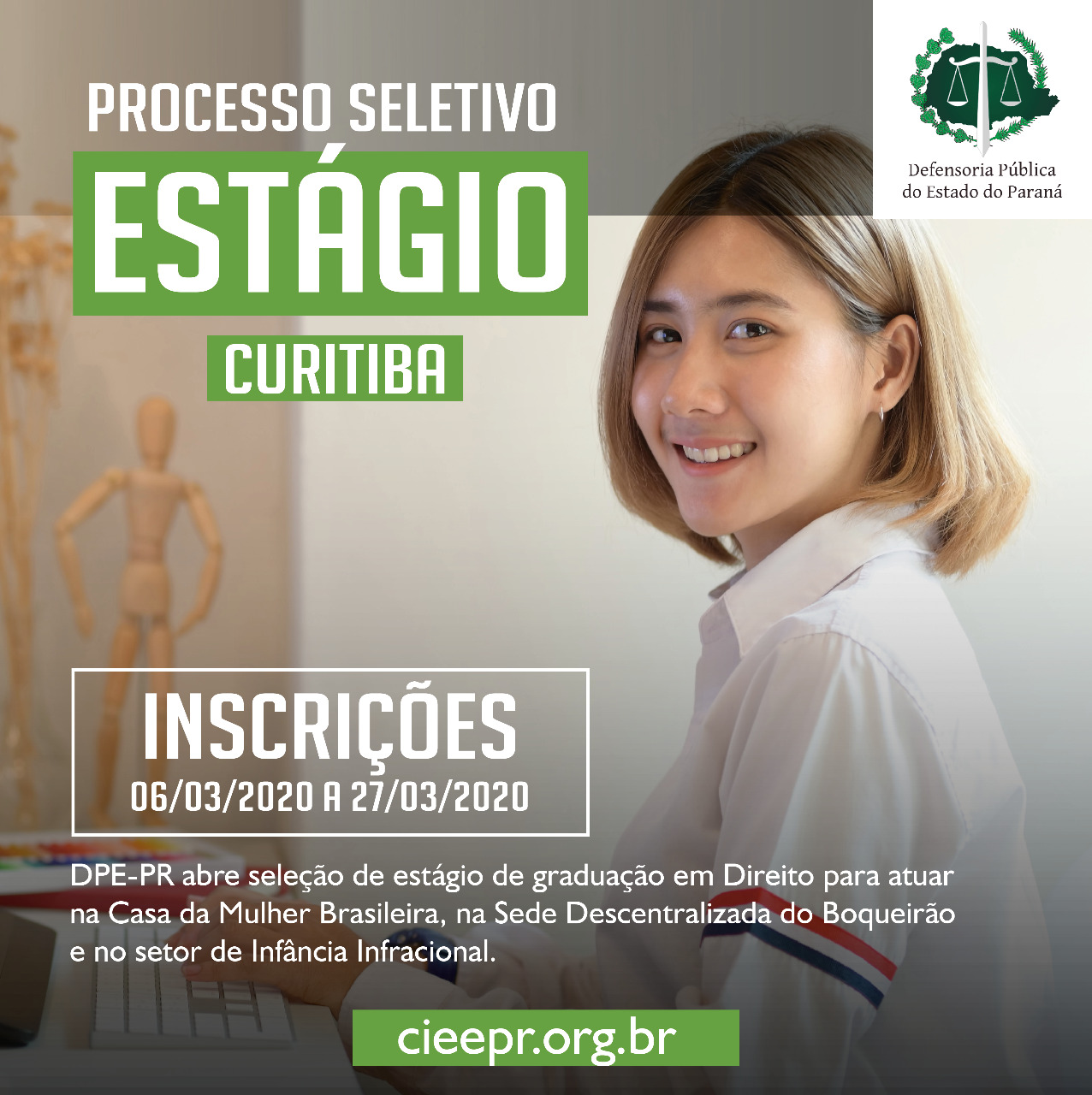 DPE-PR abre vagas de estágio em Curitiba