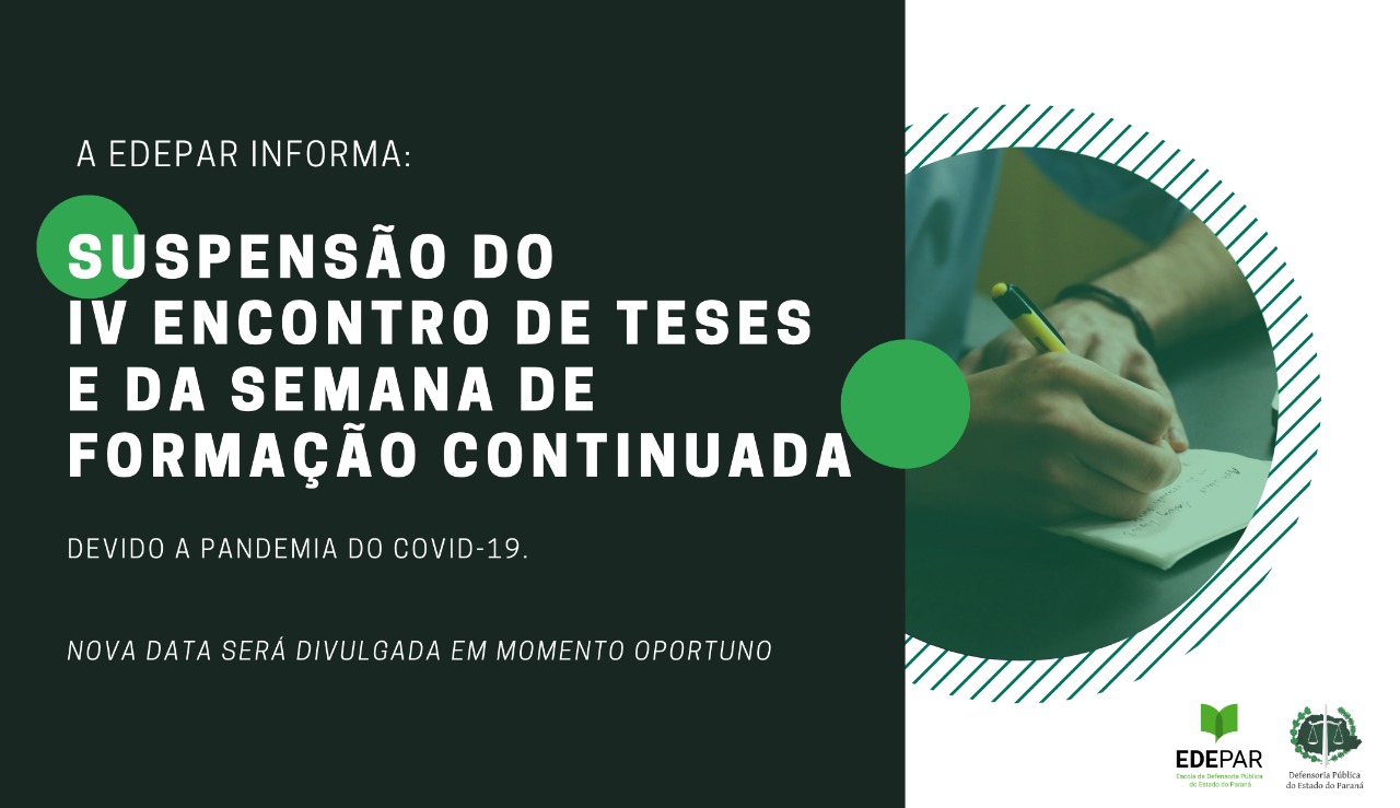 Devido Pandemia do COVID-19, eventos que seriam realizados no próximo mês estão temporariamente suspensos.