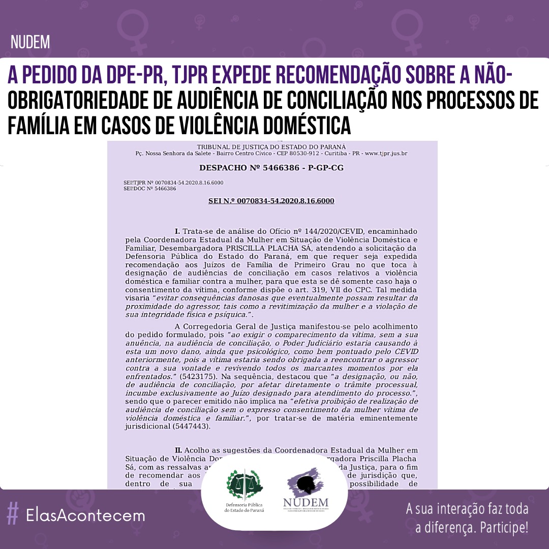 Após pedido da DPE-PR, TJPR expede Recomendação sobre casos de violência doméstica