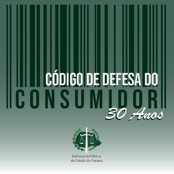 #LegendaAcessível: A imagem mostra o código de barras com o texto “Código de Defesa do Consumidor - 30 anos