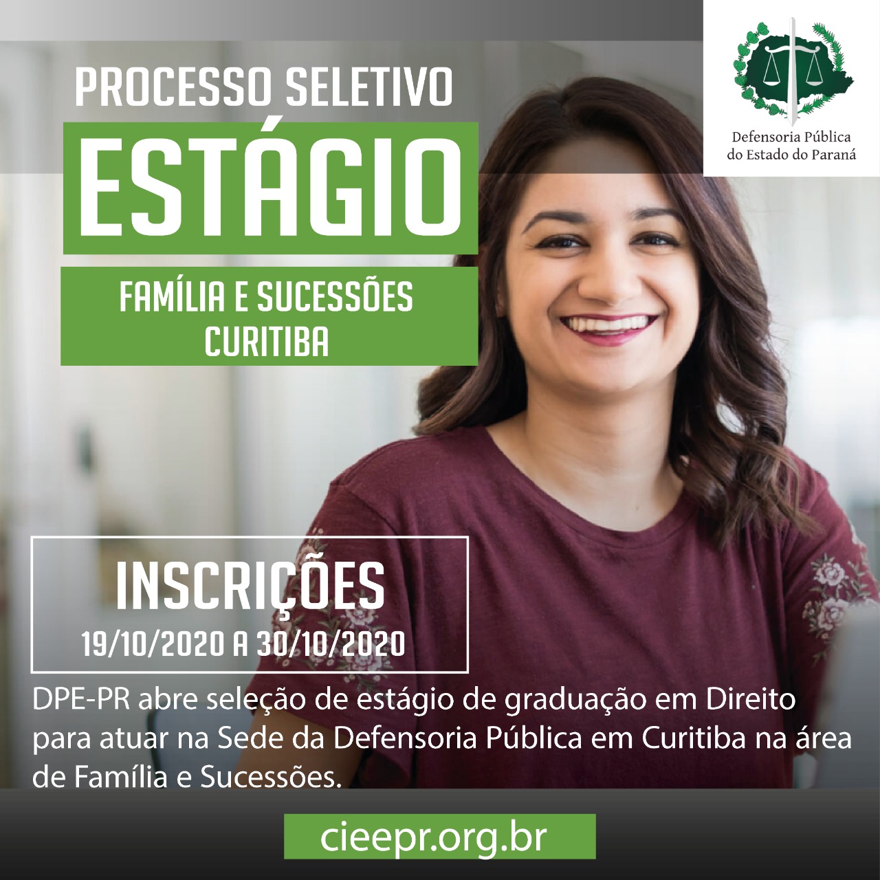 DPE-PR abre vagas de estágio em Curitiba