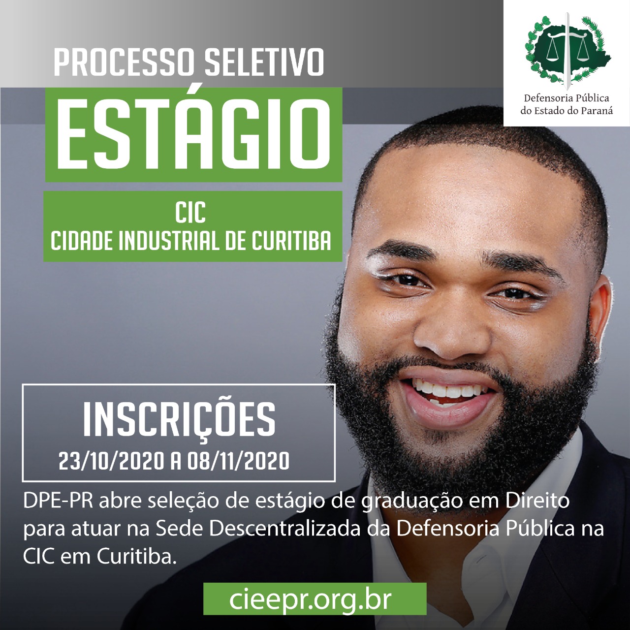 DPE-PR abre vagas de estágio em Curitiba.