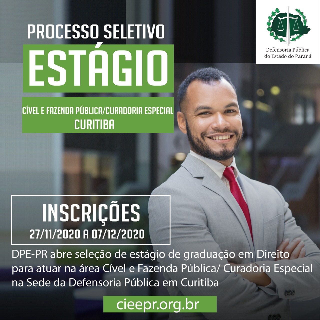DPE-PR abre vagas de estágio em Curitiba