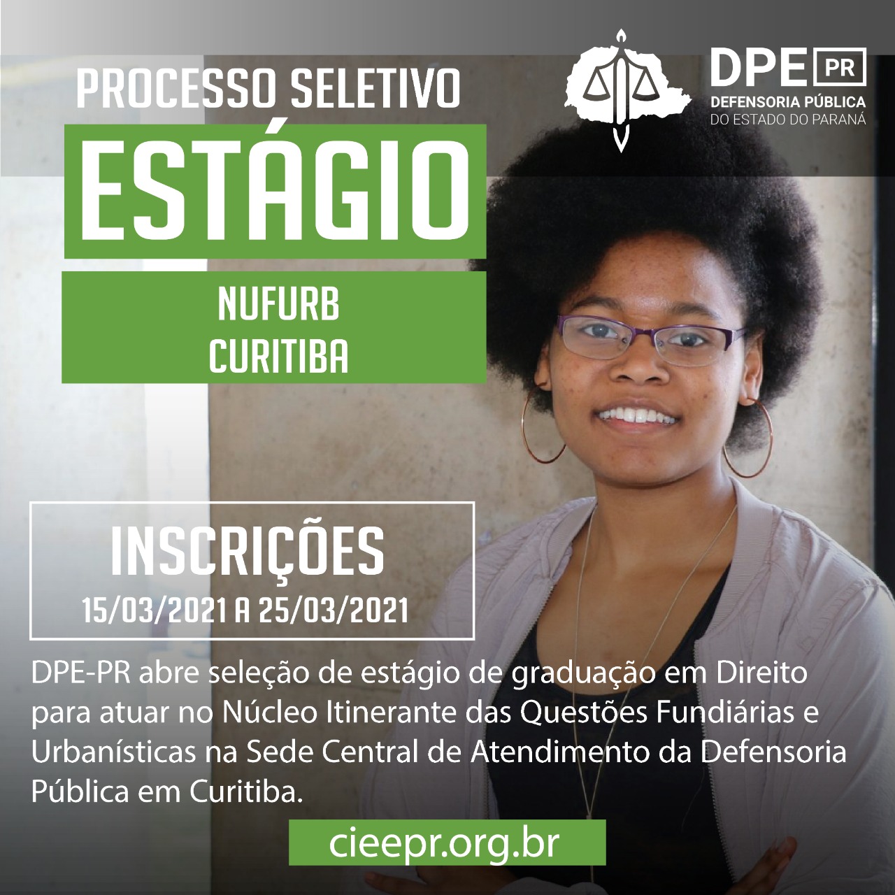 DPE-PR em Curitiba abre vaga de estágio para estudantes de direito
