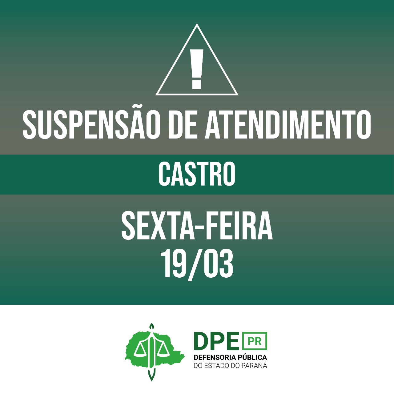 Suspensão de atendimento: Sede Castro