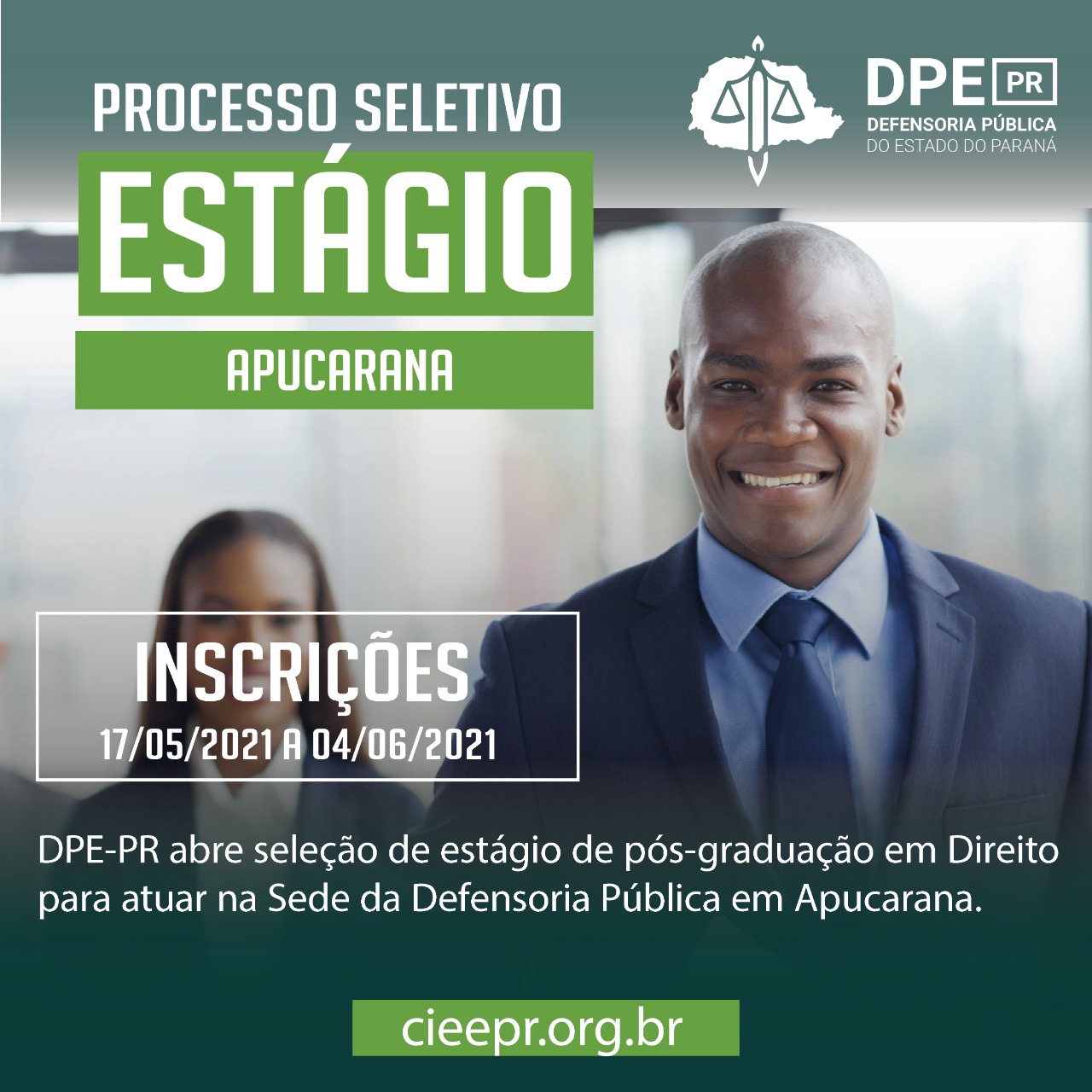 DPE-PR abre vaga de estágio de Pós-graduação em Direito