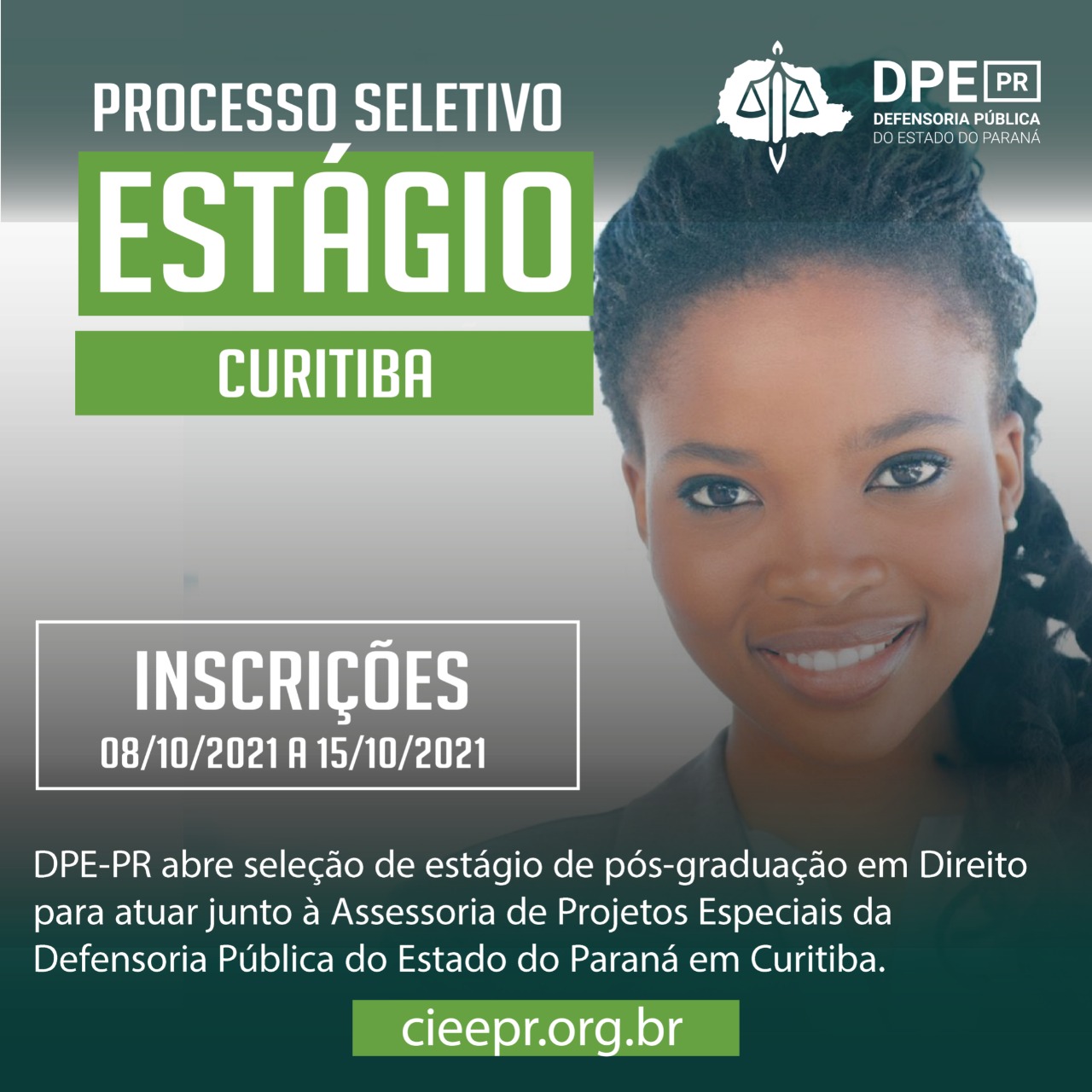 DPE-PR abre processo seletivo de estágio para pós-graduandos de Direito