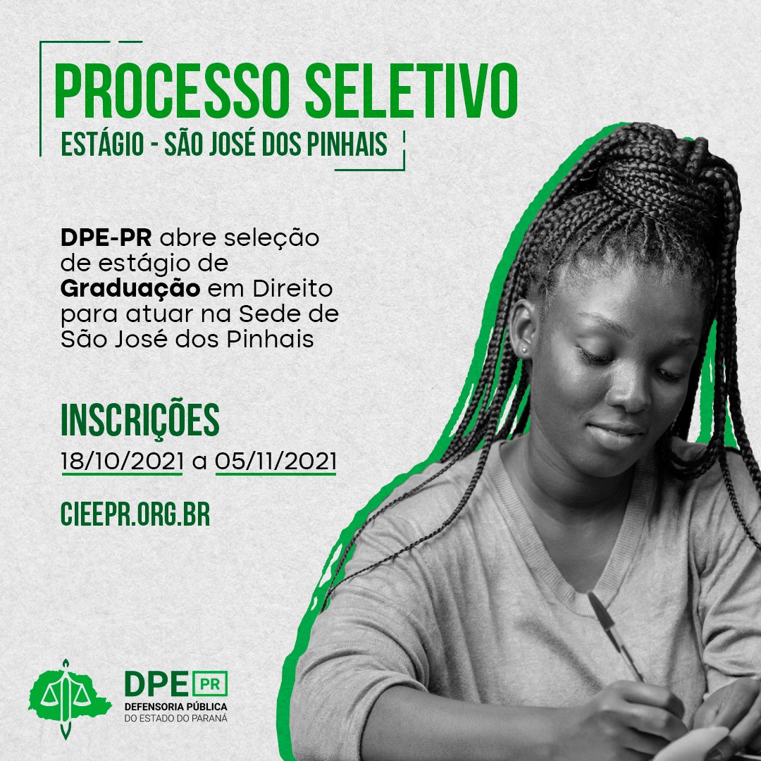 DPE-PR abre vaga de estágio para graduandas(os) em Direito