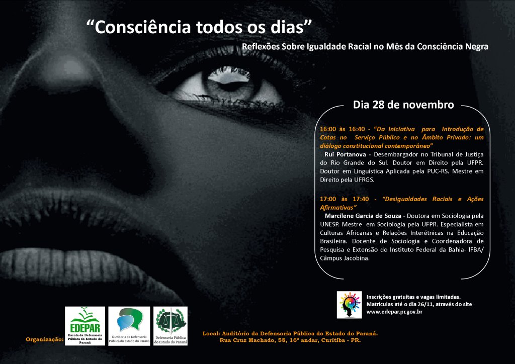 Palestras na Defensoria celebram o mês da Consciência Negra.