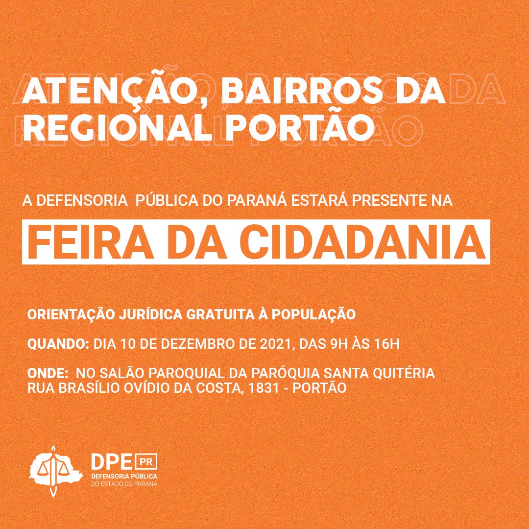 Defensoria Pública do Paraná estará presente na Feira da Cidadania