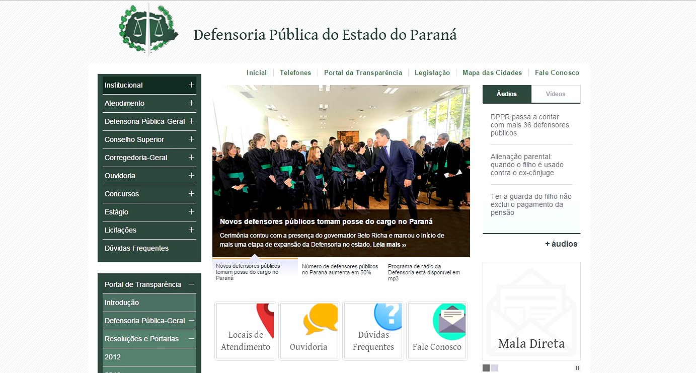 Ícones na página principal facilitam o acesso dos usuários aos tópicos mais acessados do site.