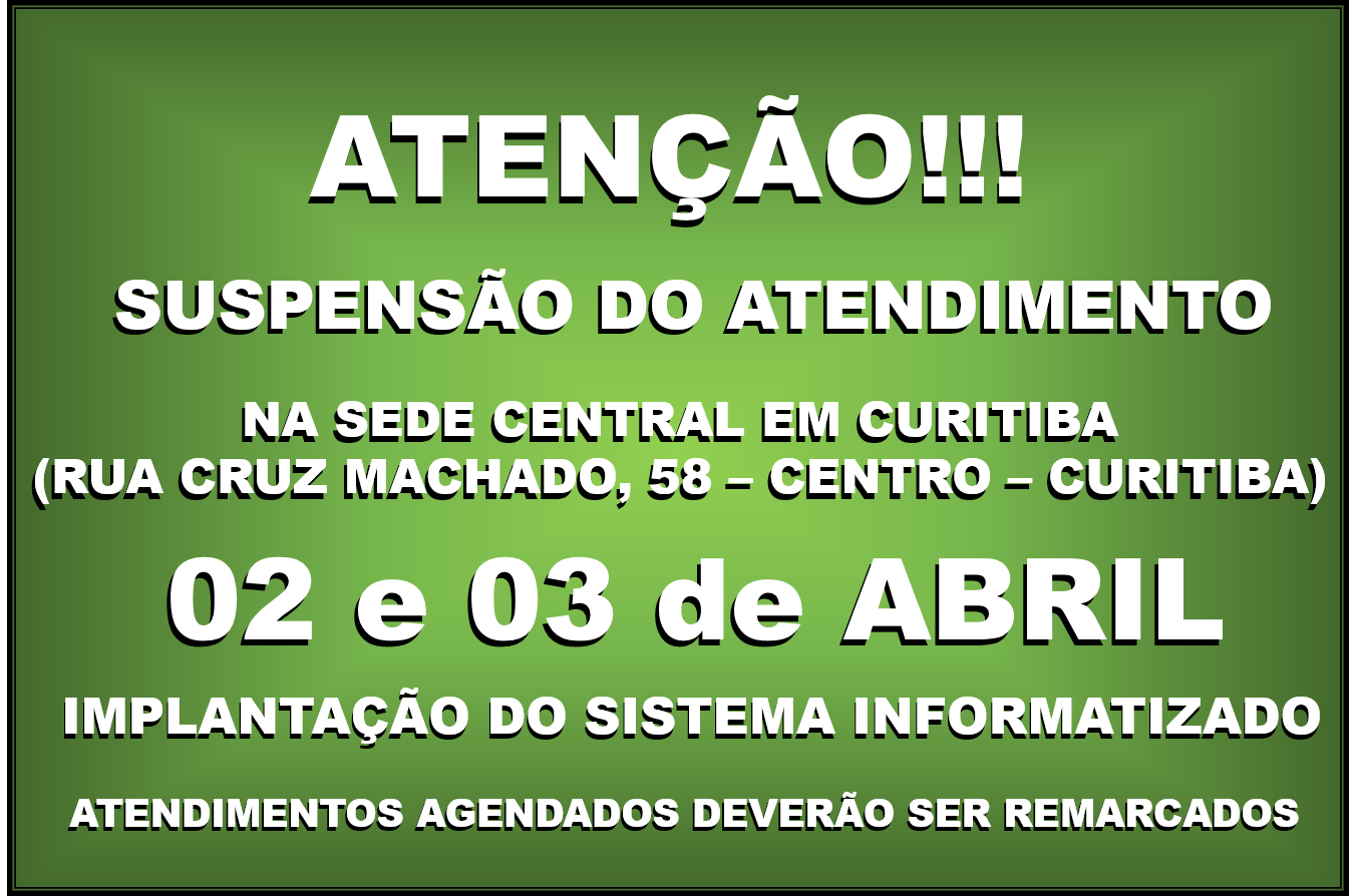 Suspensão do atendimento na sede central
