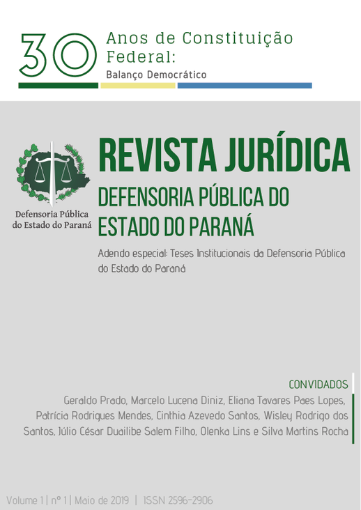 Capa da I Revista Jurídica da Defensoria Pública do Estado do Paraná