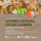 Imagem de mulheres protestando logo acima. Embaixo, em tons de bege ao fundo, está escrito "Curso Profissional de Defensoras e Defensores Populares em Curitiba". Embaixo, de branco, estão escritas as informações do curso e os logos dos apoiadores.
