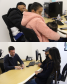 A primeira imagem mostra uma mulher e um homem sentados à mesa. A mulher segura um bebê no colo. A segunda imagem mostra o defensor de um lado da mesa, segurando um papel, e duas pessoas do outro lado da mesa, aguardando o resultado do exame de paternidade