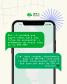 Imagem com um fundo branco emulando papel, e de destaque, um celular estilizado com dois balões de mensagem verde. O primeiro balão, superior, diz "Def, é verdade que agora temos mais uma forma de acompanhar o andamento do nosso caso aí na DPE-PR?" e segundo balão, logo abaixo, diz "Sim! Após receber o atendimento aqui na DPE-PR, você pode receber atualizações sobre o seu caso por meio de SMS no celular!" e um coração verde ao lado.