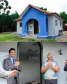 Imagem com duas fotos: acima, o posto de atendimento da DPE-PR; abaixo, representantes de instituições do Poder Público.