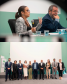 Imagem com duas fotos: acima, o desembargador Marcelo Semer e a defensora pública Gabriela Schirmer; abaixo, representantes da DPE-PR ao lado dos palestrantes.
