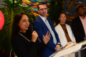 imagem com a coordenadora do Nupier, Camille, com a palavra durante a cerimônia