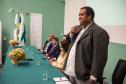 Presidente da Associação dos Servidores da Defensoria discursa durante a solenidade. 