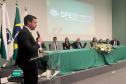 O Defensor Público Geral Matheus Munhoz dá as boas vindas aos novos colegas durante a cerimônia de posse. 