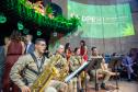 Quarteto de Sopro da banda da Polícia Miliar tocam no início da cerimônia. 