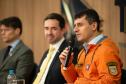 Chefe da Defesa civil discursa no evento. 