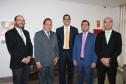 Da esquerda para a direita: Antonio José Maffezoli Leite, presidente da ANADEP; o Desembargador Yedo Simões, presidente do TJAM; Rafael Vinheiro Monteiro Barbosa, defensor público-geral do Amazonas; Marcus Edson de Lima, presidente do CONDEGE e o Eduardo Abraão, defensor geral do Estado do Paraná.