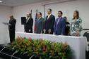 Da esquerda para a direita: Antonio José Maffezoli Leite, presidente da ANADEP; o Desembargador Yedo Simões, presidente do TJAM; Rafael Vinheiro Monteiro Barbosa, defensor público-geral do Amazonas; Marcus Edson de Lima, presidente do CONDEGE e Kanthya Pinheiro de Miranda, defensora pública do Amazonas.