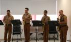 A Banda de Música da Polícia Militar executou o Hino Nacional Brasileiro e o Hino do Paraná