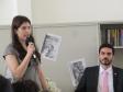 A defensora pública Pietra Carolina Previate e o defensor público Thiago Magalhães Machado durante a cerimônia de inauguração do espaço.