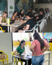 Mutirão com defensores públicos e servidores digitando, em frente ao computador.