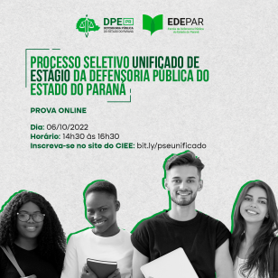DPE-PR realiza Processo Seletivo Unificado de Estágio no dia 6 de outubr