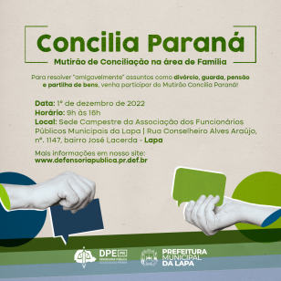 É na próxima quinta-feira (01/12): DPE-PR faz mutirão 'Concilia Paraná' na Lapa