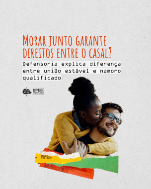 Imagem com um fundo branco, e de destaque, uma imagem de um casal hétero se abraçando e abaixo deles, alguns recortes de papel colorido. Acima, o título da matéria.