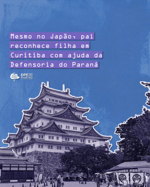 Imagem que contem um fundo azul com textura de papel, e em destaque, uma foto do Castelo de Nagoia no Japão recortado de modo que simula colagem analógica, logo acima dele, está o título da matéria.